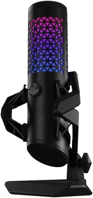 ASUS ROG Carnyx USB gaming microphone certified by professional streamer, studio-grade 25 mm condenser capsule, high-pass filter, build-in pop filter, premium metal shock mount, Aura RGB, Black