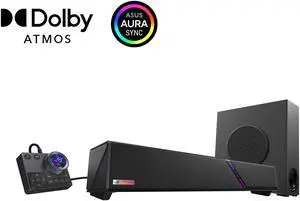 ASUS ROG Gjallar Gaming Soundbar, 2.1.2 Dolby Atmos Surround Sound, 6.5-Inch 65W 5GHz Wireless Subwoofer, LCD Audio Control Hub, Built-In AEC Microphones, HDMI 2.1 eARC, USB-C, Bluetooth 5.3 ASUS ROG Gjallar Gaming Soundbar, 2.1.2 Dolby Atmos Surround Sound, 6.5-Inch 65W 5GHz Wireless Subwoofer, LCD Audio Control Hub, Built-In AEC Microphones, HDMI 2.1 eARC, USB-C, Bluetooth 5.3