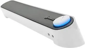 Desktop Computer Sound Bar Speaker w/ Easy Access Headphone & Mic Jacks by GOgroove - SonaVERSE UBR (White) - USB Powered, LED accents, Compact 16.5" Length, Angled Design - Ideal for Small Desks
