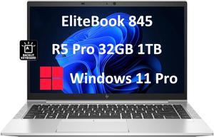 HP EliteBook 845 G8 Business Laptop (14" FHD, AMD Ryzen 5 PRO 5650U, 32GB RAM, 1TB SSD, Beats i5-1145G7) 3-Year Warranty, Long Battery Life, Backlit Keyboard, Webcam, Win 11 Pro, Silver (490X0UC)
