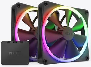 NZXT Aer F140 RGB Black Twin Pack - 2x Fan & RGB Lighting Controller - High Performance Airflow Fans