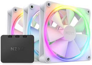 NZXT F120 RGB Fans - RF-R12TF-W1- Advanced RGB Lighting Customization - Whisper Quiet Cooling - Triple (RGB Fan & Controller Included) - 120mm Fan - White