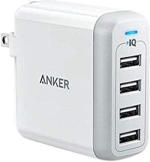 Anker 40W 4-Port USB Wall Charger with Foldable Plug, PowerPort 4 for iPhone 11/11 Pro/Max/ XS/XS Max/XR /X/8/7/6/Plus, iPad Pro/Air 2/Mini 4/3, Galaxy/Note/Edge, LG, Nexus, HTC, and More (White)