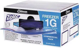 Double Zipper Freezer Bags 1 gal 2.7 mil 10.56" x 10.75" Clear 250/Carton 682258 Double Zipper Freezer Bags 1 gal 2.7 mil 10.56" x 10.75" Clear 250/Carton 682258