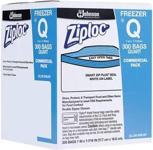 Double Zipper Freezer Bags 1 qt 2.7 mil 7" x 7.75" Clear 300/Carton 696187 Double Zipper Freezer Bags 1 qt 2.7 mil 7" x 7.75" Clear 300/Carton 696187