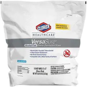 VersaSure Cleaner Disinfectant Wipes 1-Ply 12" x 12" White 110 Towels/Pouch 31757