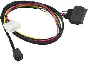 Supermicro Cable CBL-SAST-0957 Copper Cable OCuLink SFF-8611 to U.2 SFF-8639 with 4 Pin Brown Box