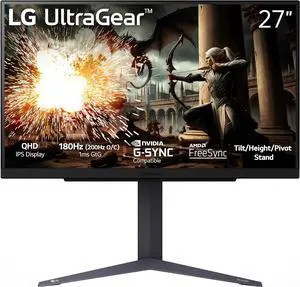 LG - UltraGear 27" IPS LED 180Hz 1-ms NVIDIA G-SYNC Compatible and AMD Freesync Gaming Monitor with HDR - Black