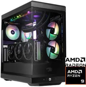 iBUYPOWER Y40 PRO Black Gaming PC Desktop - AMD Ryzen 9 9900X - AMD Radeon RX 9070XT 16GB - 32GB DDR5 RGB - 2TB NVMe SSD - Y40BA9R97XT01