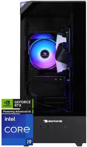 iBUYPOWER Element 9 Black Gaming PC Desktop - Intel Core i9 14900F - NVIDIA GeForce RTX 5060Ti 8GB - 32GB DDR5 RGB - 1TB NVMe SSD - EBI9N56T01
