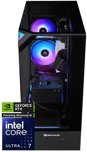 iBUYPOWER Element 9 Black Gaming PC Desktop - Intel Core Ultra 7 265F - NVIDIA GeForce RTX 5060 8GB - 32GB DDR5 RGB - 2TB NVMe SSD - EBI7N5601