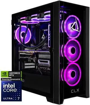CLX SET Gaming Desktop - Intel Core Ultra 7 265F 2.4GHz 20-Core Processor, 32GB DDR5 Memory, GeForce RTX 5070 12GB GDDR7 Graphics, 2TB NVMe M.2 SSD, WiFi, Win 11 Home 64-bit
