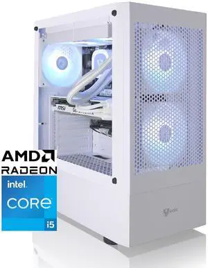 AVGPC Max Series Gaming PC -  Intel Core i5-12600KF Unlocked, AMD RX 9060 XT GPU, 32GB RAM, 1TB M.2 NVMe SSD, 240mm Liquid CPU Cooler, ARGB Fans, Wifi/AC, MAX ATX Case, Windows 11 White