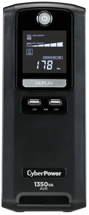 CyberPower CST135XLU Battery Backup GreenPower UPS™ Bypass Technology, 1350 VA / 810 W, Line Interactive, Simulated Sine Wave, NEMA 5-15P, 6 ft. cord, 10 (5 surge, 5 surge + battery backup)