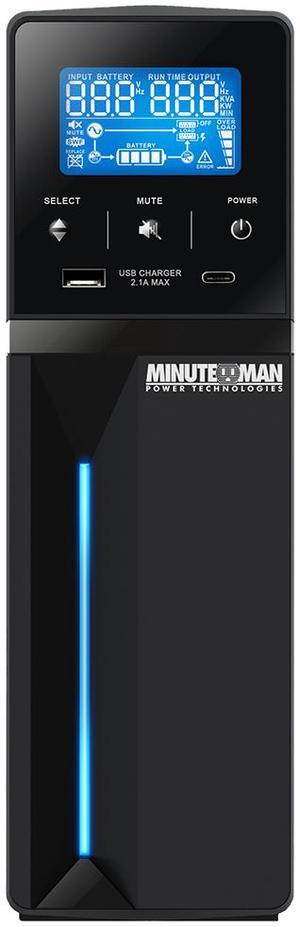 Minuteman ETR1000LGU 1000VA/600 Watts, 120 VAC, (5) NEMA 5-15 On-battery receptacles, (5) NEMA 5-15 Surge-only receptacles, 6-foot power cord with NEMA 5-15P, 3 min. on-battery full load