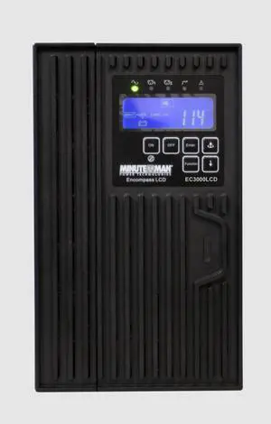 Minuteman EC3000LCD-NC Encompass 3000VA Tower UPS - Tower - 3 Minute Stand-by - Serial Port - 8 x NEMA 5-15/20R, 1 x NEMA L5-30R Receptacle(s) - 9 x Battery/Surge Outlet