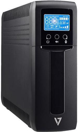 V7 UPS1TW1500-1N UPS 1500VA Tower (900W, 10 Outlets NEMA 5-15 (B) (5 Battery Backup+5 Surge only), Boost, AVR, LCD-Display, USB, Simulated Sine Wave, Line Interactive, 6ms Transfer time) Black