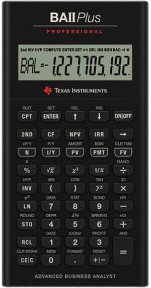 Texas Instruments BAII Plus Professional Calculator - 10 Digit(s) - Battery Powered - 1.3" x 6.9" - 1 Each