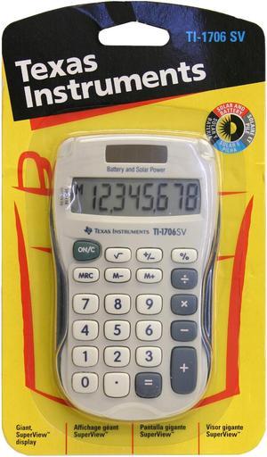 Texas Instruments TI1706 SuperView Handheld Calculator
8 Character(s) - LCD - Solar, Battery Powered - Gray