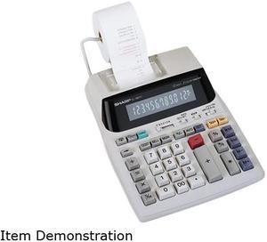 Sharp EL1801V Two-Color Printing Calculator, 12-Digit Fluorescent, Clock/Calendar Key, 2-color Printing (Black/Red)