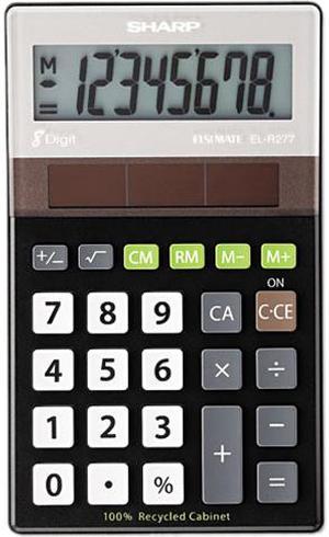 Sharp ELR277BBK EL-R277BBK Recycled Series Handheld Calculator, 8-Digit, LCD, Black