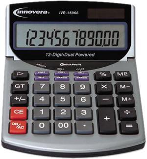 Innovera 15966 15966 Compact Desktop Calculator, 12-Digit LCD