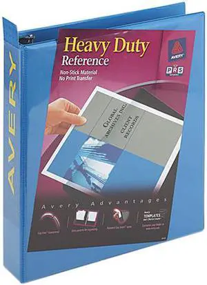 Avery 05401 Nonstick Heavy-Duty Round Ring View Binder, 1-1/2" Capacity, Light Blue