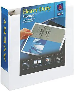 Avery 05604 Nonstick Heavy-Duty Round Ring View Binder, 3" Capacity, White