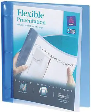 Avery 17675 Flexible Round Ring Presentation Binder, 1" Capacity, Blue