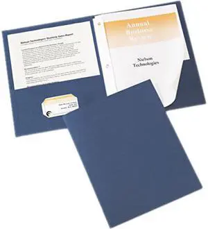 Avery 47975 Paper Two-Pocket Report Cover, Tang Clip, Letter, 1/2" Capacity, Blue, 25/Box