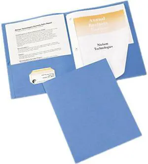 Avery 47976 Two-Pocket Report Cover, Tang Clip, Letter, 1/2" Capacity, Blue, 25/Box