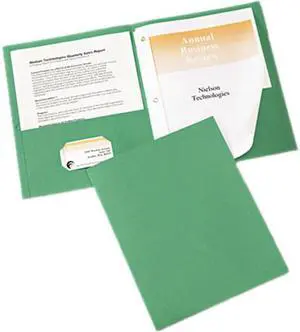 Avery 47977 Paper Two-Pocket Report Cover, Tang Clip, Letter, 1/2" Capacity, Green, 25/Box