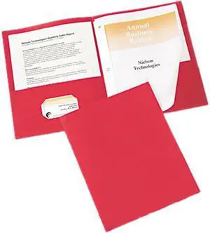 Avery 47979 Paper Two-Pocket Report Cover, Tang Clip, Letter, 1/2" Capacity, Red, 25/Box