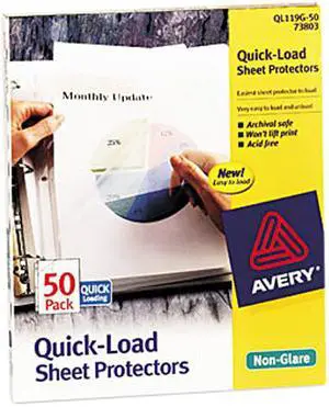 Avery 73803 Nonglare Quick Load Sheet Protectors 73803, Acid-Free, 50 Protectors (73803)