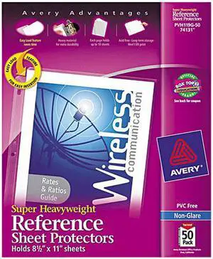 Avery Nonglare Super Heavyweight Sheet Protectors, 50 Protectors (74131)