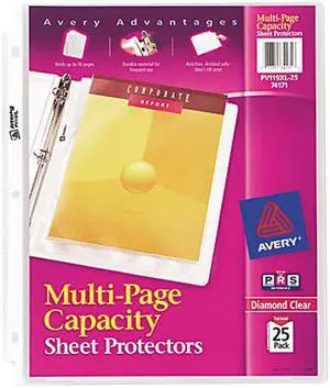Avery 74171 Diamond Clear Multi-Page Capacity Sheet Protectors, Acid-Free, 25 Protectors (74171)