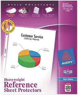 Avery 74401 Nonglare Heavyweight Sheet Protector, 200 Protectors (74401)