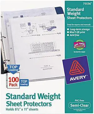 Avery 75536 Standard-Weight Sheet Protectors, 100 Protectors (75536)