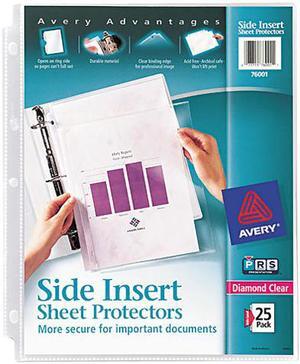 Avery 76001 Diamond Clear Side Insert Sheet Protectors, Acid-Free, 25 Protectors (76001)