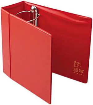 Avery 79586 Heavy-Duty Vinyl EZD Reference Binder With Finger Hole, 5" Capacity, Red