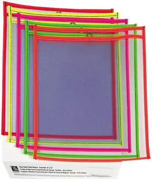 C-line 43910 Shop Ticket Holders, 9 x 12, Clear w/Neon Stitching, 25/Box