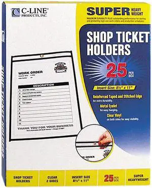 C-line 46911 Shop Ticket Holders, Letter, Clear Front & Back w/Black Stitching, 25/Box