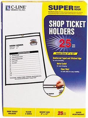 C-line 46912 Shop Ticket Holders, 9 x 12, Clear Front & Back w/Black Stitching, 25/Box