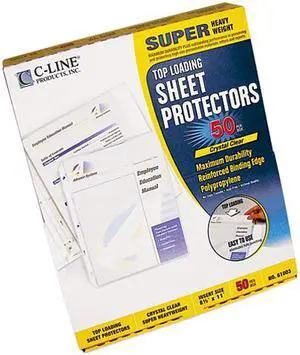 C-line 61003 Top-Load Poly Sheet Protectors, Super-Heavy, Letter, Clear, 50/Box