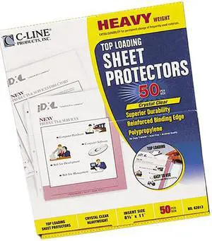 C-line 62013 Top-Load Poly Sheet Protectors, Heavy Gauge, Letter, Clear, 50/Box