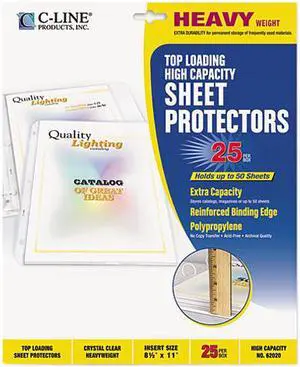 C-line 62020 High-Capacity Sheet Protectors, Heavy Gauge, Letter, Clear, 25/Box