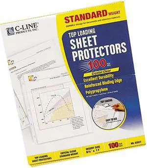 C-line 62027 Top-Load Polypropylene Sheet Protectors, Std Gauge, Letter, Clear, 100/Box