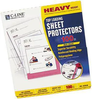 C-line 62028 Top-Load Polypropylene Sheet Protectors, Heavy Gauge, Ltr, Clear, 100/Box