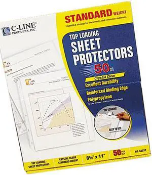 C-line 62037 Top-Load Polypropylene Sheet Protectors, Standard Weight, Ltr, Clear, 50/Box