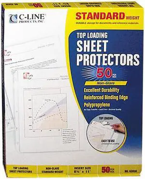 C-line 62038 Top-Load Polypropylene Sheet Protectors, Standard, Ltr, Non-Glare, 50/Box